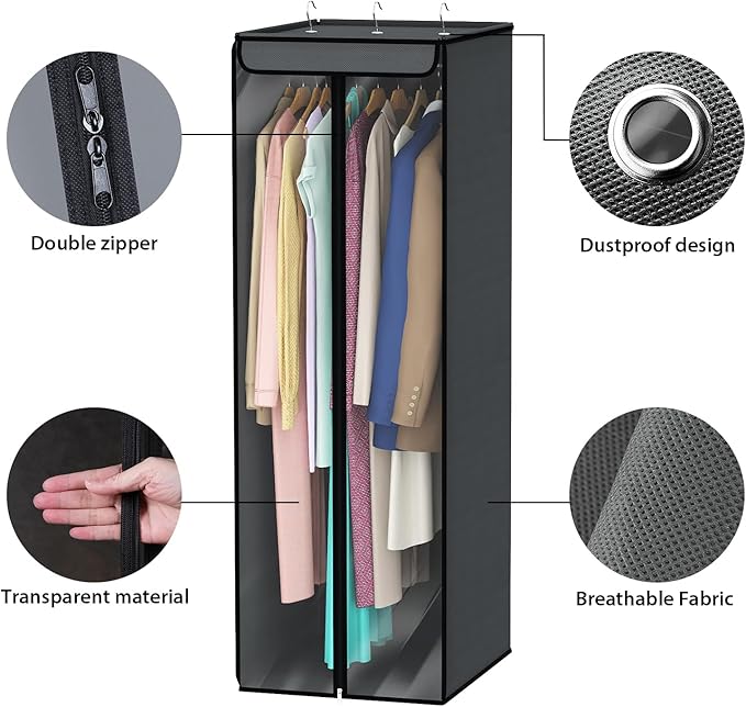 Univivi Garment Bags for Hanging Clothes, Large Clothes Storage Bags Closet - Image 5