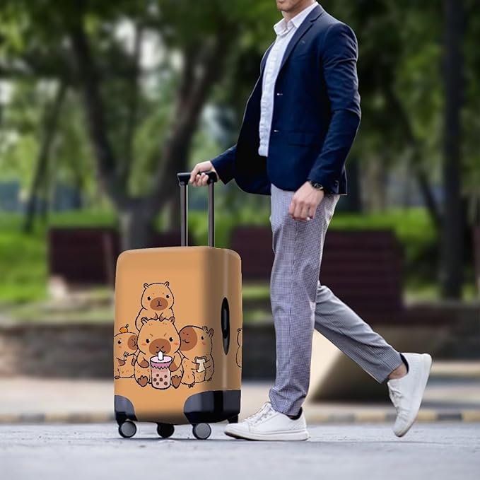 Milk Tea Capybara Luggage Cover Fit 22-25 Inch Universal Thickness Suitcase - Image 3