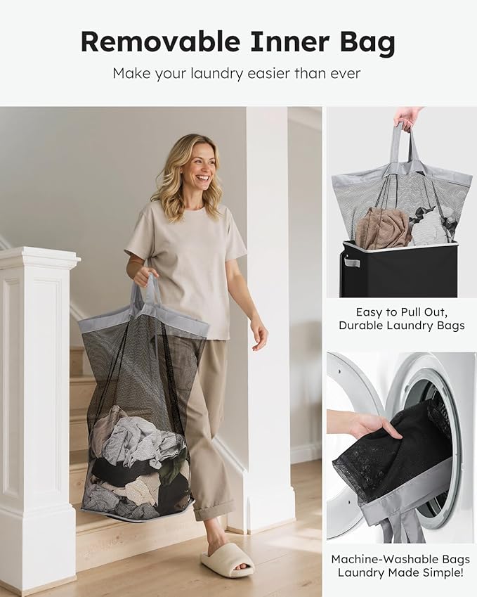 SOLEDI Laundry Hamper Black - 100L Large and Tall Laundry Basket Collapsible - Image 4