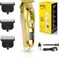 HTC Hair Clippers – Professional Cordless Rechargeable Hair Trimmer with Precision, Adjustable Speeds, and LED Display （Gold）