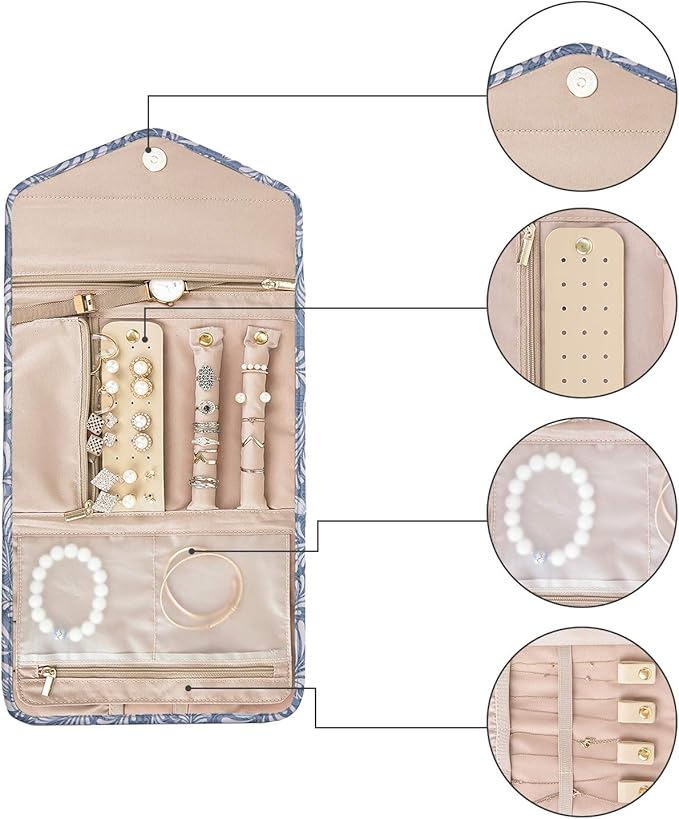 BAGSMART Travel Jewellery Organiser Roll Foldable Jewelry Case - Image 7