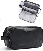 BAGSMART Toiletry Bag for Men, PU Leather Travel Bag for Toiletries, Dopp Kit by BAGSMART