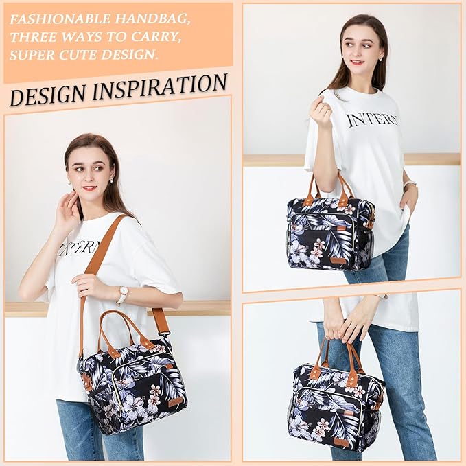Hibiscus Lunch Box for Women Adult Insulated Lunch Bag Ladies Lunch Tote Bag - Image 6