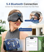 Voerou Sleep Mask with Bluetooth Headphones, Zero Pressure Wireless Sleeping - Image 4