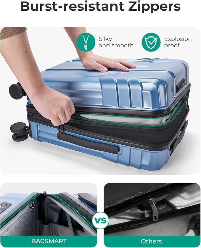 BAGSMART Expandable Carry On Luggage 22x14x9 Airline Approved, 1OO% PC - Image 4