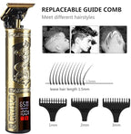 Professional Hair Clippers for Men Electric Haircut Kit Hair Trimmer Grooming Waterproof Rechargeable Close Cutting T Blade Trimmer USB Rechargeable Clippers for Hair Cutting (LED-Dragon)