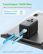 MOMAX Universal Travel Adapter, GaN 100W International Power Adapter, 2 AC - Image 5