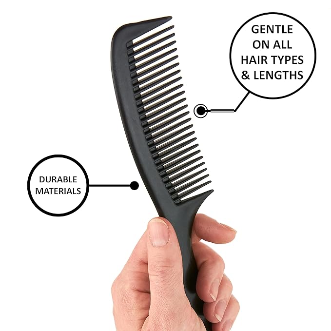 Expressions 12pc Styling Combs, Hair Comb Set for All Hair Types, Professional Barber Supplies, Durable Material, Gentle on Hair