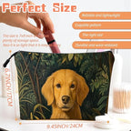Cosmetic Bags Travel Makeup Toilet Case Waterproof Pouch for Women Girls 6.7X9.45inches - The Serene Allure of A Dog in AJungle Scene