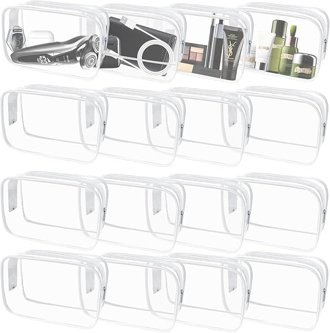 16 Pieces Clear Makeup Bags Bulk, TSA Approved Toiletry Bag by YedsIntu