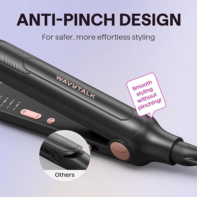 Wavytalk 3/10" Small Flat Iron, Pencil Flat Iron for Short Hair, Pixie Cut and Bangs, Curling Iron for Short Hair, Mini Hair Straightener for Edges with Anti-Pinch Design, Tiny Hair Straightener