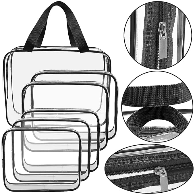 APREUTY Clear Makeup Bags, TSA Approved 6 Pcs Cosmetic Makeup Bags Set Clear PVC - Image 6