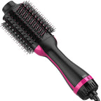 Hair Dryer Brush, 4 in 1 One Step Hair Dryer and Styler Volumizer, Professional Hot Air Brush with Negative Ion Anti-frizz Blowout for Drying, Straightening, Salon, Black Pink