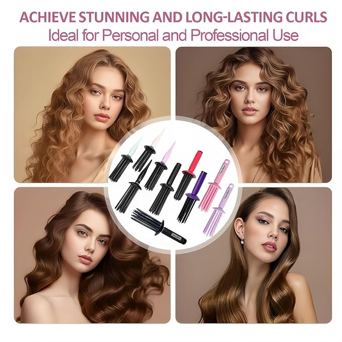 17 Teeth Curly Hair Brush, Curl Defining Brush, Curling Roll Comb, Perfect for Hair Salon & Home Use (Round Purple)