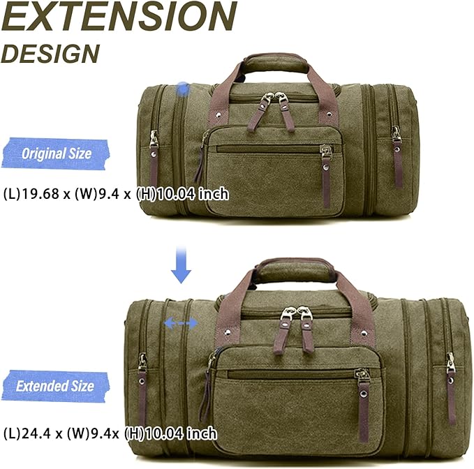 Felipe Varela Green 40L Canvas Duffel Bag - Image 2