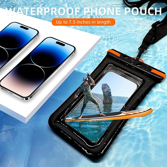 IPX8 Floating Waterproof Phone Case 2-Pack, 7.2 Inch Waterproof Phone Pouch - Image 7
