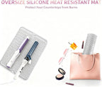 2 Pack Heat Mat for Curling Iron, Oversize Silicone Resistant Portable Travel Cover for Curling Irons, Flat Irons & Hot Styling Wands, Durable & Easy to Clean Mat for Home & Salon Use