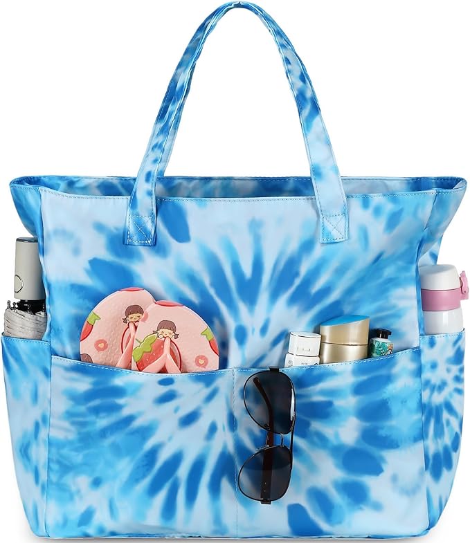 LEDAOU Large Beach Tote Bag Women Waterproof Sandproof Zipper Beach Tote Bag by LEDAOU