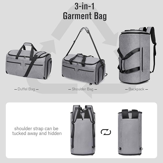 Bukere Carry on Garment Bag for Travel, Convertible Travel Duffel Suit Bag - Image 3
