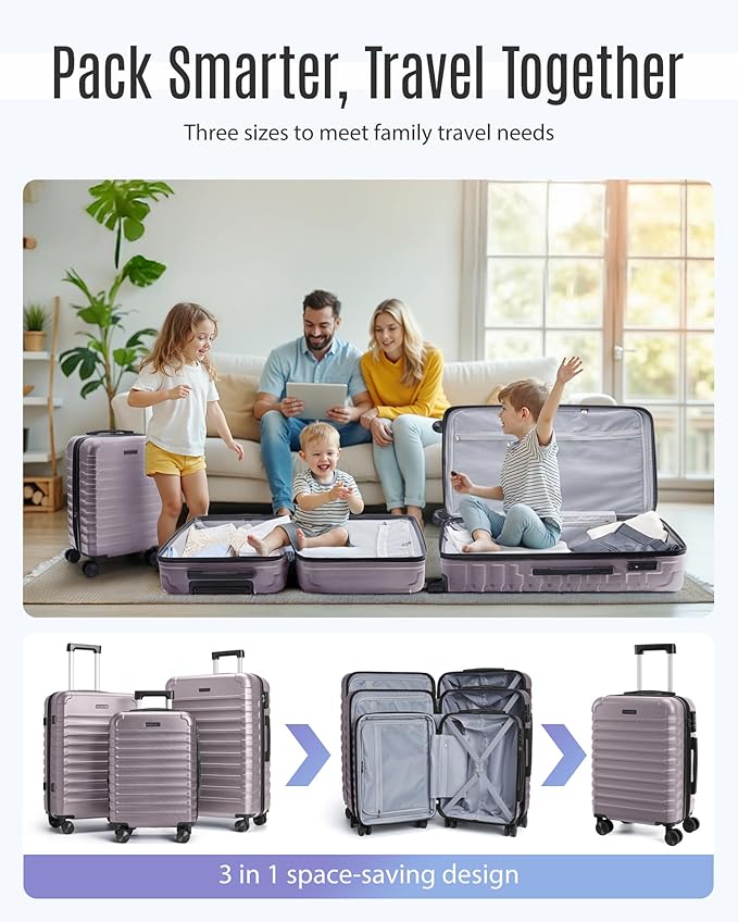 LIGHT FLIGHT Luggage Sets, 3 Piece Durable Suitcase Set - Image 2