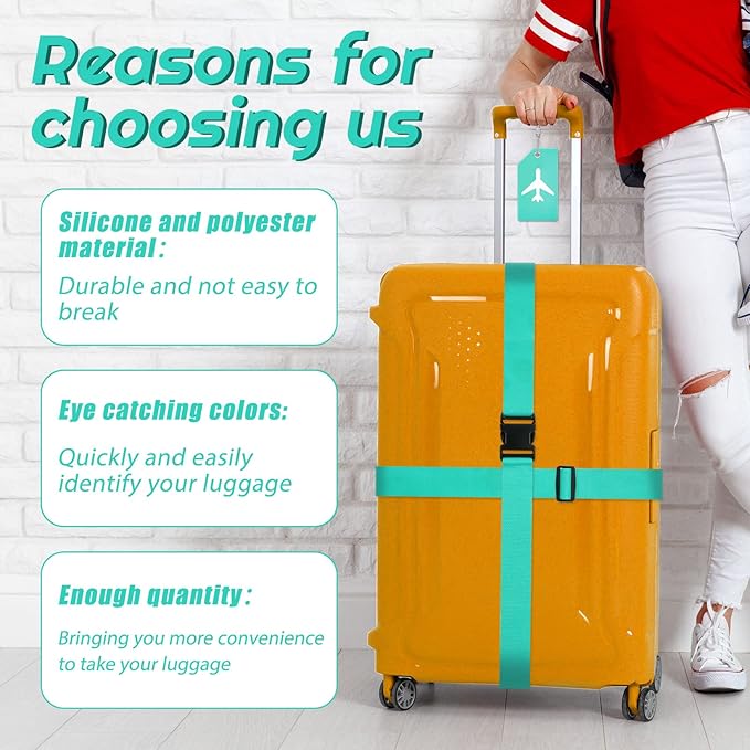 Weewooday 8 Pcs Luggage Straps Suitcase Tags Set - Image 4