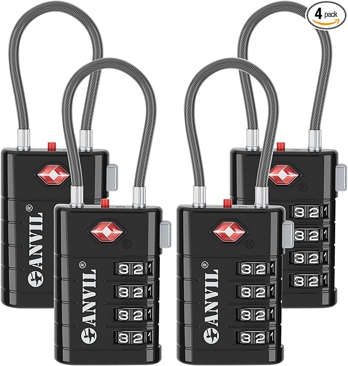 ANVIL 4 Digit Luggage Locks, TSA Locks by ANVIL
