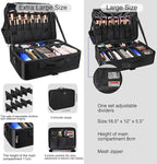 Relavel Extra Large Makeup Case and Makeup Brush Holder Bag, Professional Makeup Organizer, Large Capacity with Adjustable Dividers and Shoulder Strap (Black)
