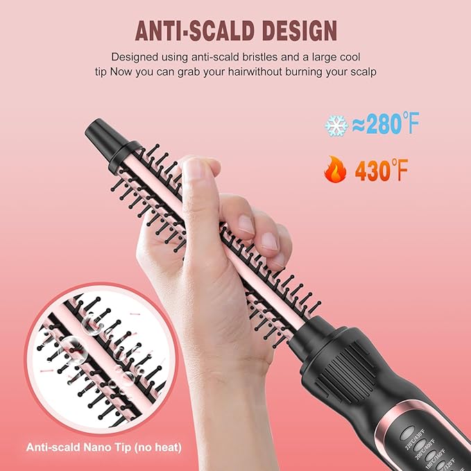 Thermal Brush, Heated Round Brush & Small Curling Iron with Ceramic Ionic Technology, 1/2 inch for Volumizing & Styling, Travel-Friendly Hot Comb with Adjustable Temperature（Rose Gold 0.5 inch）