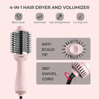 TYMO Hair Dryer Brush Blow Dryer Brush in One, 4 in 1 Ionic Hairdryer and Styler Volumizer with Oval Titanium Barrel, Hot Air Straightener for Smooth Frizz-Free Blowout, Pink