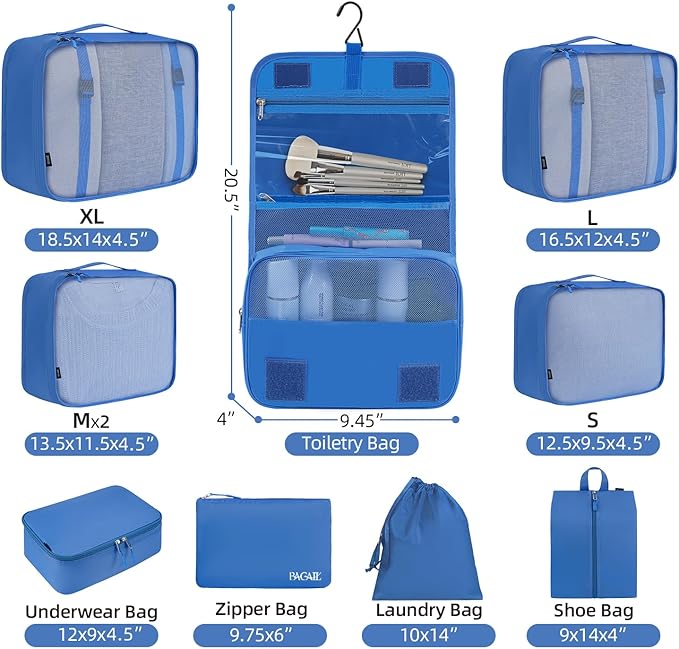 BAGAIL 6 Set/8 Set/10 Set Packing Cubes Various Sizes Packing Organizer - Image 2