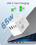 LENCENT Universal Travel Adapter, GaN III 65W International Charger - Image 3
