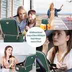 Travel Makeup Bag with Light Up Mirror, Portable Makeup Bag with Led Light Women Waterproof Makeup Travel Case adjustable dividers Rechargeable Vanity Mirror with 3 Color Lights (Green)