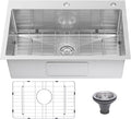 Drop In Kitchen Sink 28x18", 18 Gauge Stainless Steel Sink, 3D Embossed Surface by Beleeb