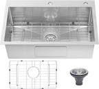 Drop In Kitchen Sink 28x18", 18 Gauge Stainless Steel Sink, 3D Embossed Surface by Beleeb