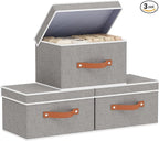 Fabric Storage Bins with Lids, Linen Foldable Clothes Boxes, Closet Organizer by YheenLf