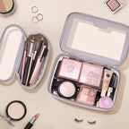 Travel Clear Makeup Bag with Makeup Brush Bag, Leather Makeup Case Toiletry Bag - Image 2