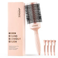 AIMIKE Round Brush for Blow out, Rose Luxe Round Hair Brush Ionic & Nano Thermal Ceramic Tech, for Blow Drying & Styling Volumizing Long Hair, with 4 Clips (Barrel 2.1", Bristle 3")