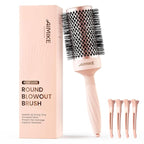 AIMIKE Round Brush for Blow out, Rose Luxe Round Hair Brush Ionic & Nano Thermal Ceramic Tech, for Blow Drying & Styling Volumizing Long Hair, with 4 Clips (Barrel 2.1", Bristle 3")