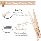 Purple Dragon 5.5 inch Hair Cutting Scissors Set with Razor, Leather Scissors Case, Barber Hair Cutting Shears Hair Thinning/Texturizing Shears for Professional Hairdresser or Home Use (Rose Gold)