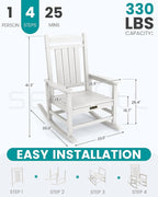 SERWALL Outdoor Rocking Chair Set of 2, HDPE Patio Rocking Chair All-Weather - Image 3