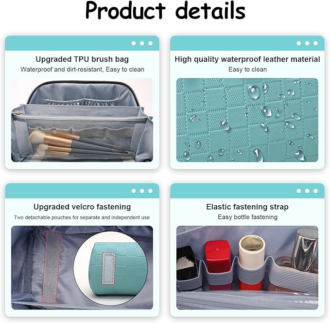 BOYATU Travel Makeup Bag Organizer Cosmetic Bag: 3 Pcs Set Make up Bags - Image 4