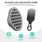 Silicone Twist Hair Brush, Magic Curling Hair Tool for Afro Curls,Vertical Stripe Curl Brushes, Detachable Two-Sided for Men Women Boy Girl Comb, Gray, 1 Piece