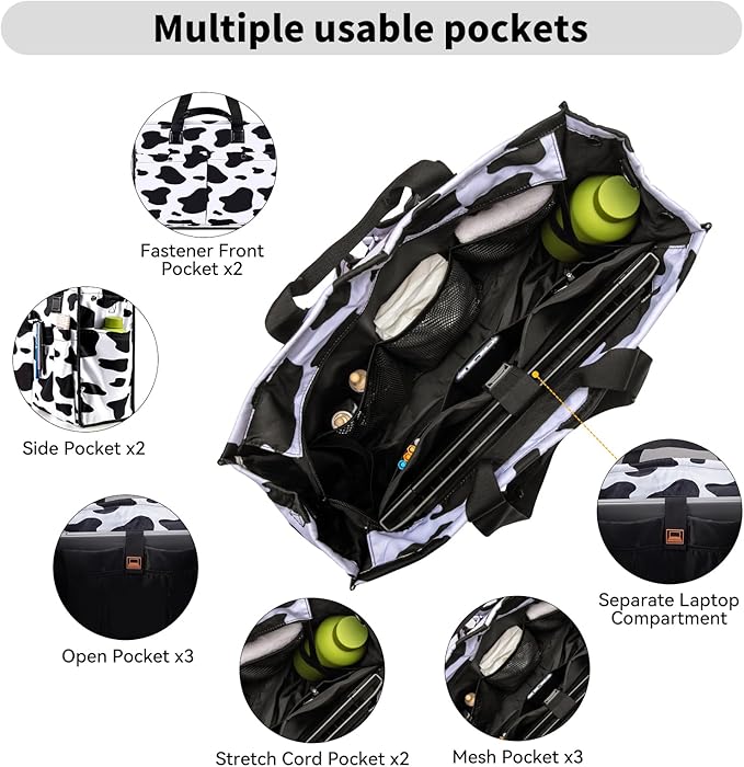 Closeable Tote Bag with 12 Pockets, Thick Bottom Support & Adjustable Strap - Image 3