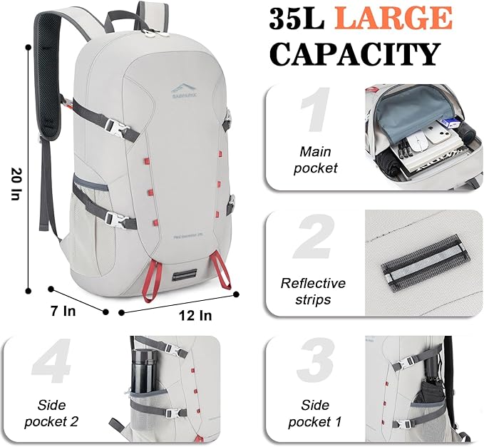Hiking Backpack, Large 35L Travel Backpacks - Image 3