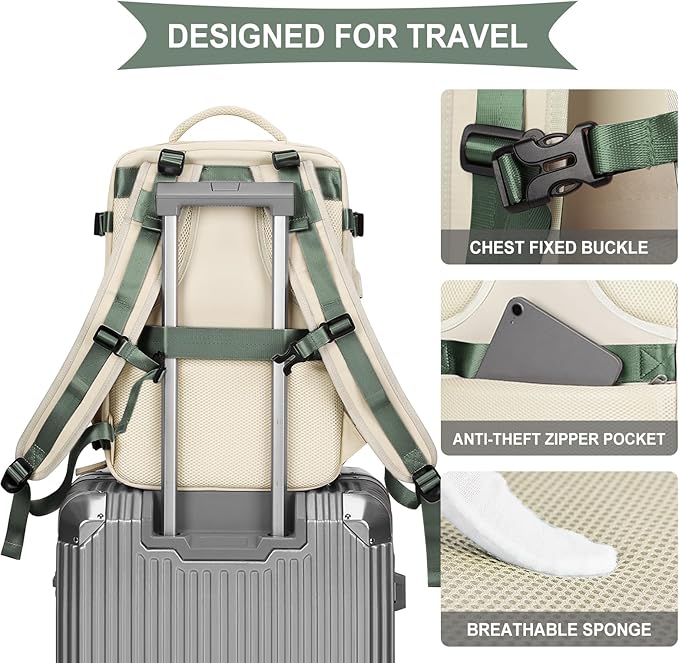 coowoz Large Travel Backpack for Women Men, Carry On Backpack Flight Approved - Image 6