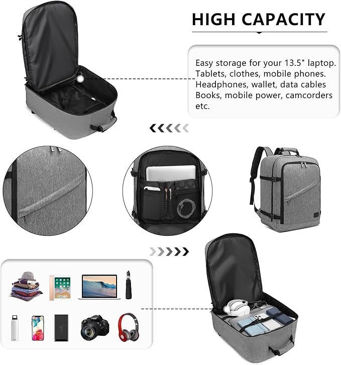Kono Carry on Backpack, Waterproof Lightweight Daypack - Image 6