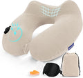 Inflatable Travel Neck Pillow for Airplane, Head Support Velvet Adult Neck by Glyzia