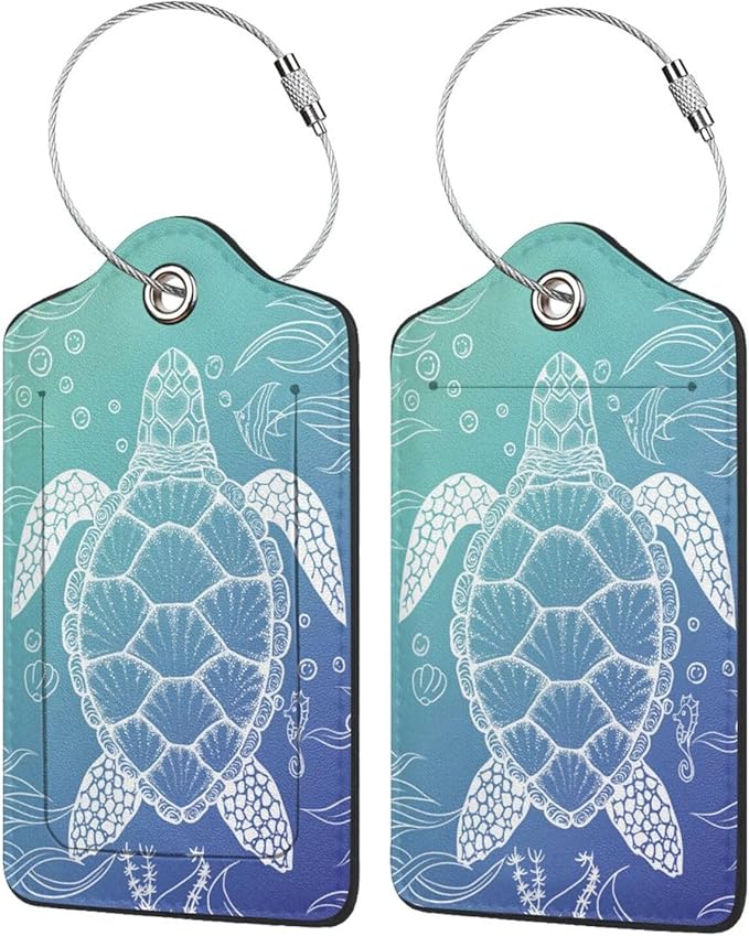 2 Pack Sea Turtle Luggage Tag for Suitcases, Cute Turtle Theme Party - Image 4