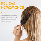 Round Boar Bristle Hair Brush 8.5 Inch Wooden Handle Curly Comb for Men and Women Styling Blow Drying Soft Hair Care