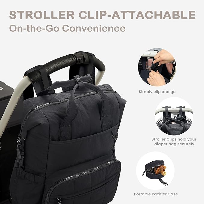 VONAL Diaper Bag Backpack, Lightweight Baby Diaper Bags, Travel Large Diaper Bag - Image 7